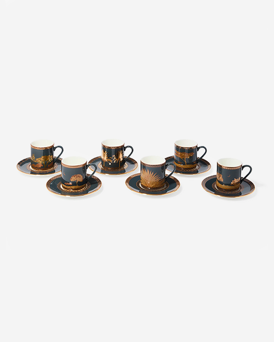 SG23-548GN Set of 6pcs Blue Moon 120ml Cups & Saucers