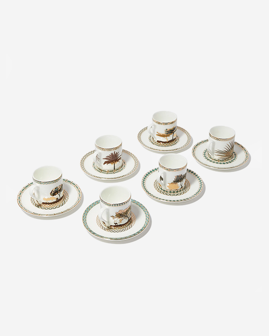 SG23-285GN Set of 6pcs Trees of UAE 120ml Cups & Saucers