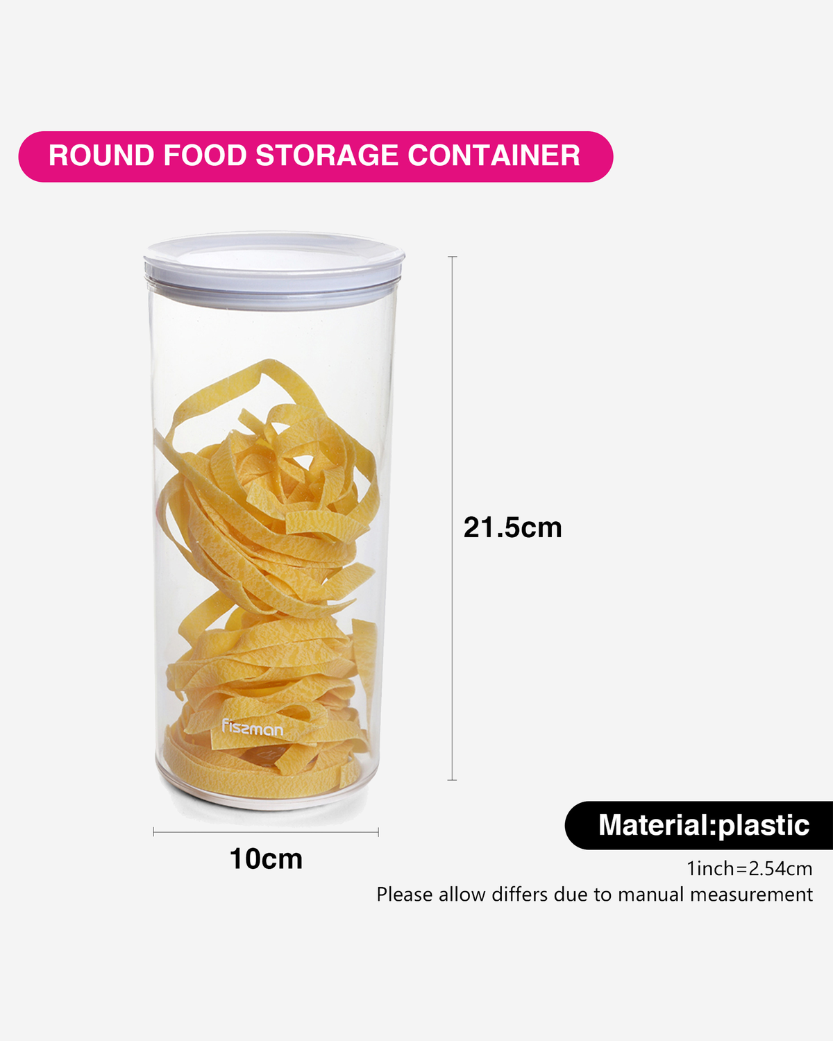 Fissman Food Storage Container Round Plastic 1300ml 22cm
