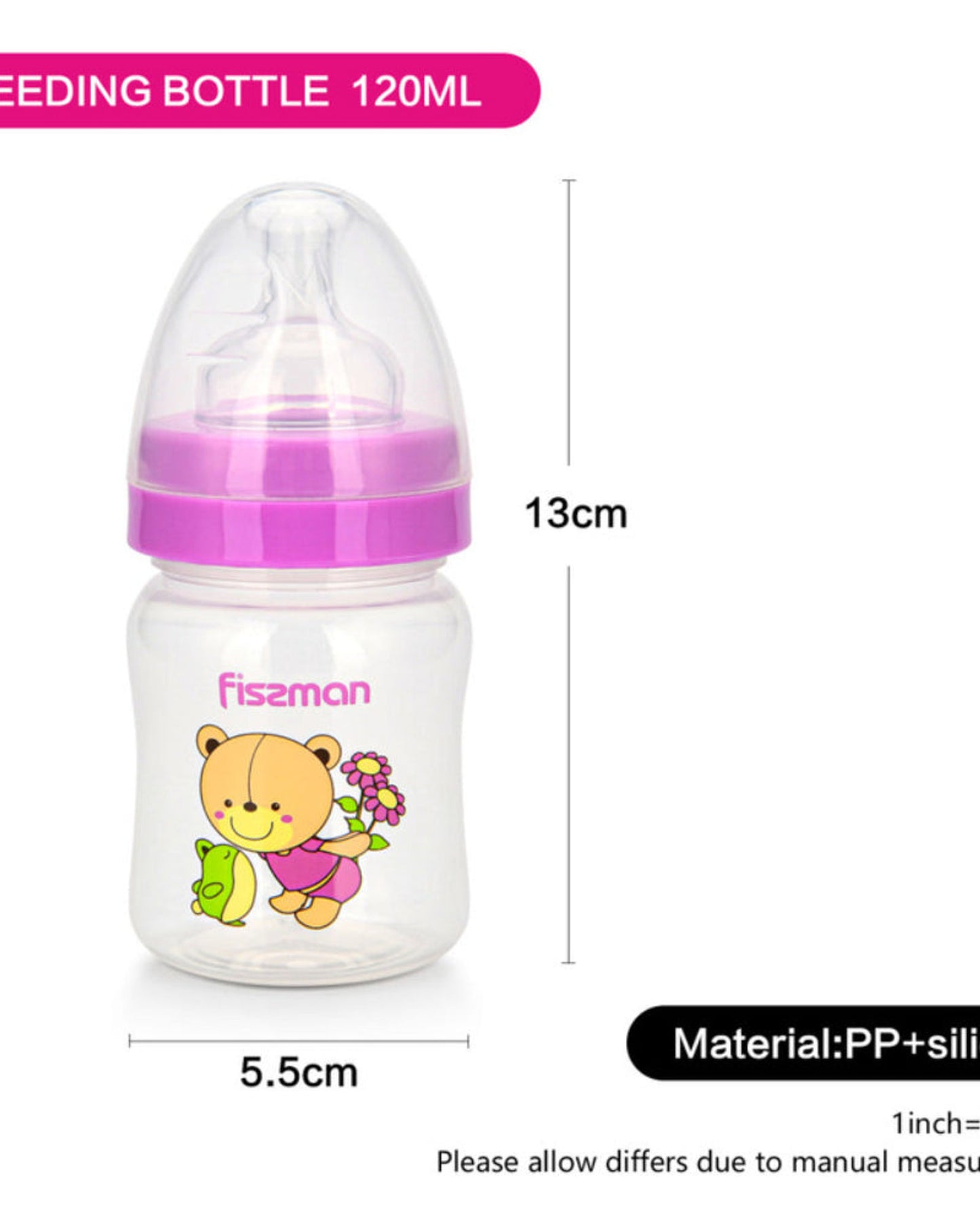 Fissman Feeding Bottle Wide Neck Pink