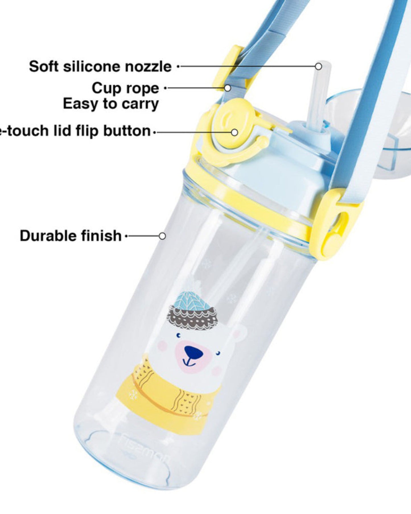 Fissman Water Bottle For Kids BPA Free Non-Toxic Deer Design 460ml Blue