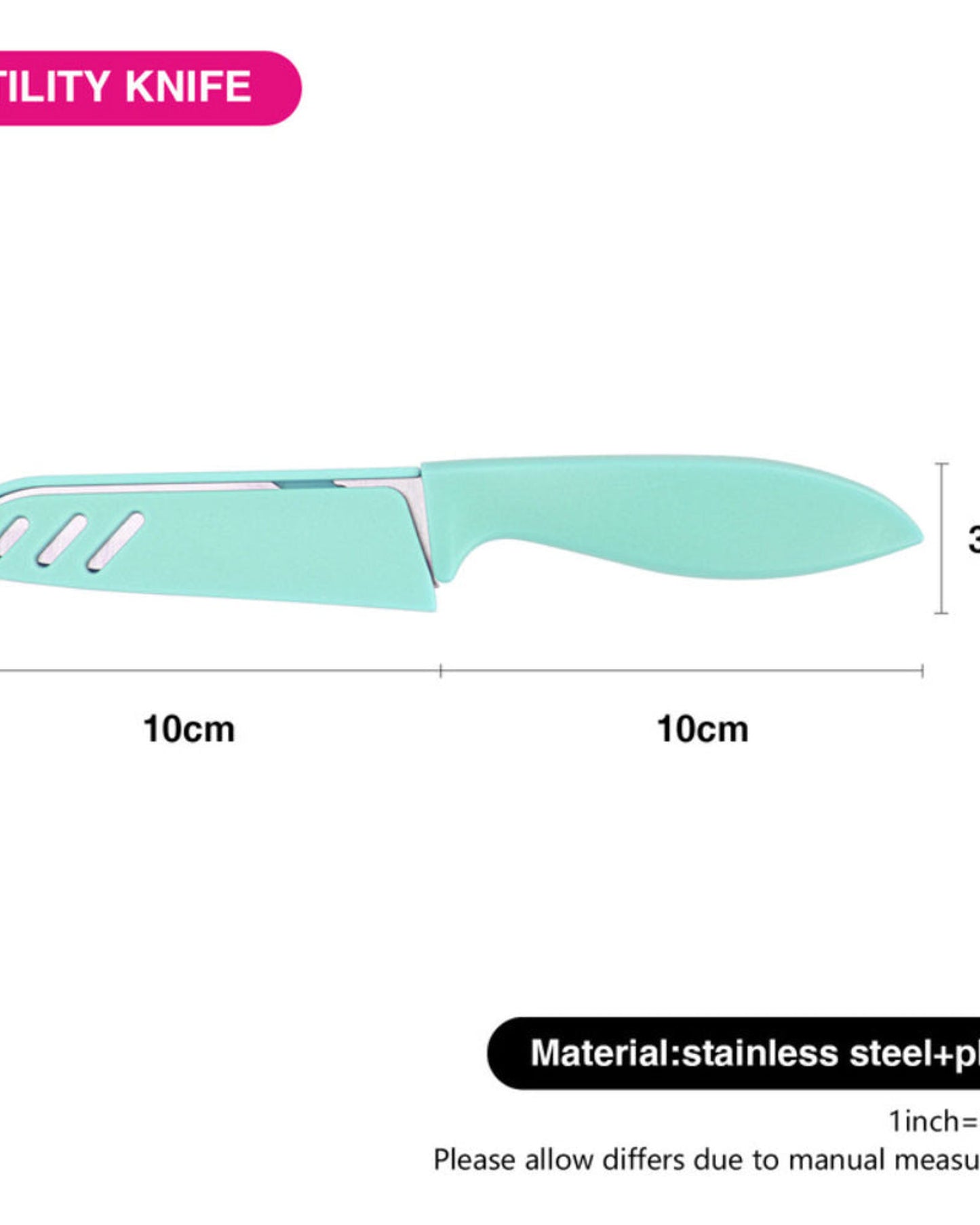 Fissman Utility Vegetable And Fruit Knife With Sheath Blue Green 21cm