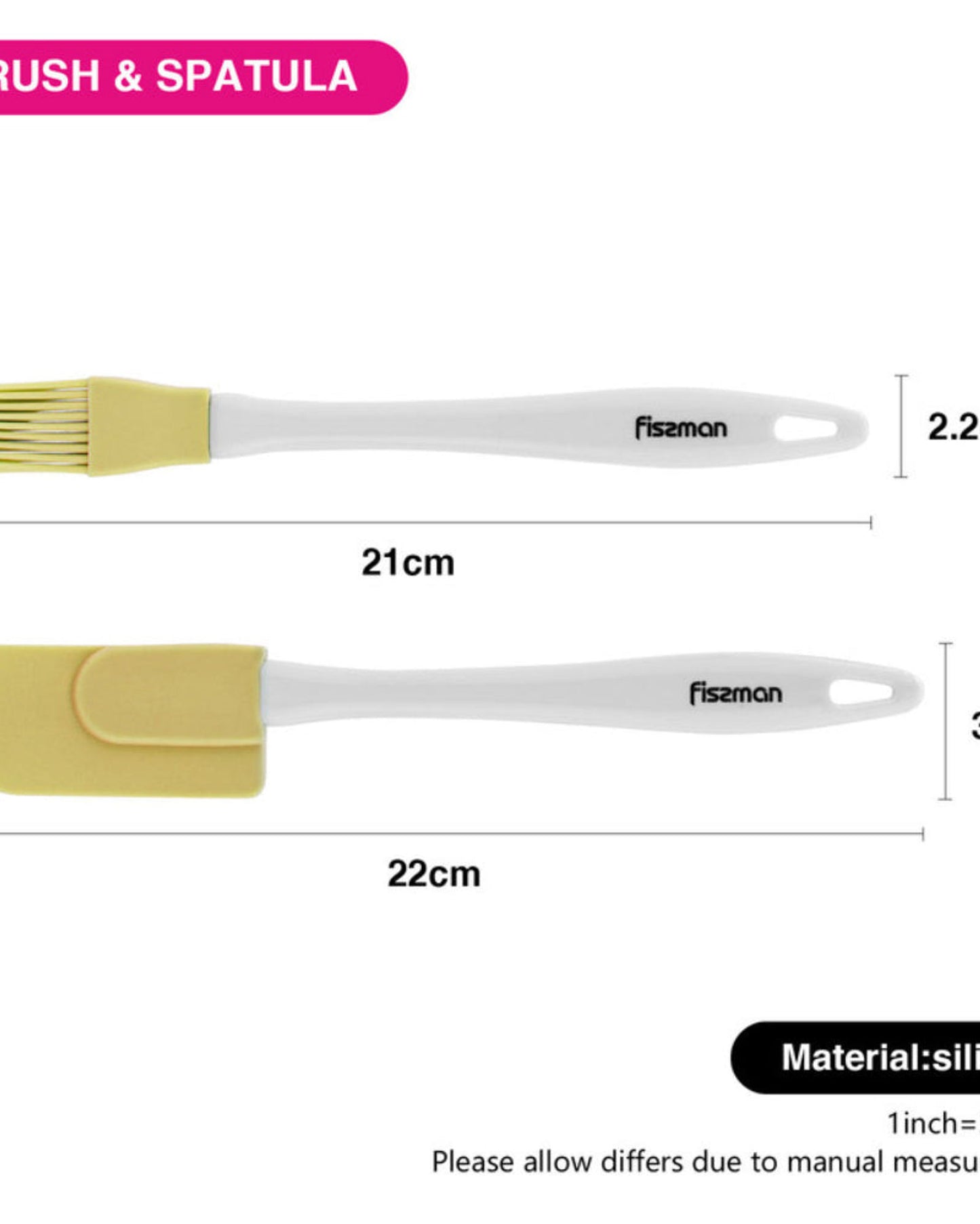 Fissman 2-Piece Brush And Spatula Set White/Yellow 22cm