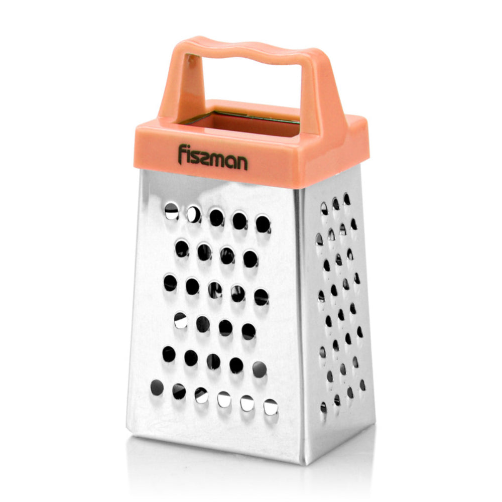 Fissman 3-Sided MINI Grater 3inch Multifunctional Handheld Cheese Peel Ref Magnet Orange
