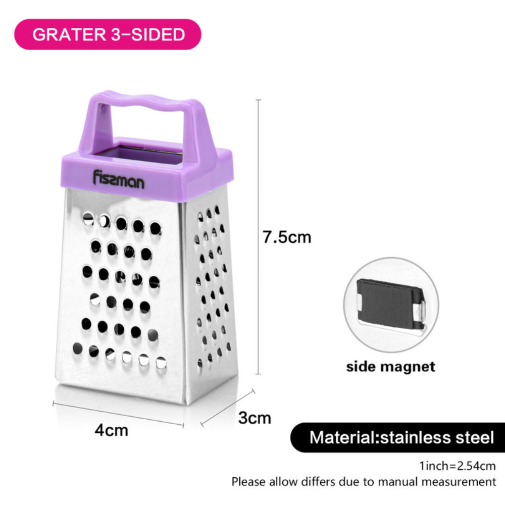 Fissman 3-Sided MINI Grater Stainless Steel Multifunctional Handheld Cheese Peel Ref Magnet 3inch