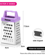 Fissman 3-Sided MINI Grater Stainless Steel Multifunctional Handheld Cheese Peel Ref Magnet 3inch