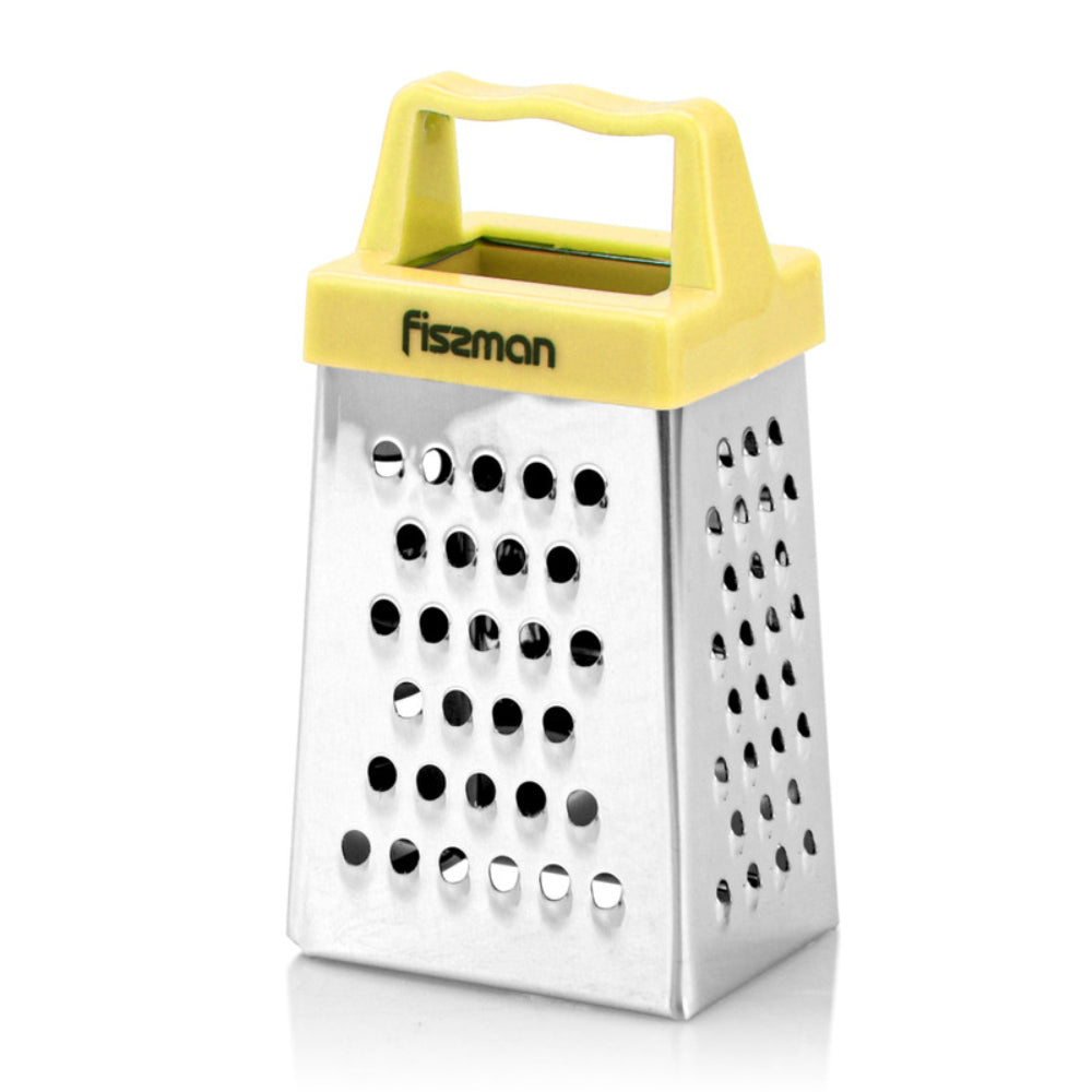 Fissman 3-Sided MINI Grater 3inch Multifunctional Handheld Cheese Peel Ref Magnet Yellow
