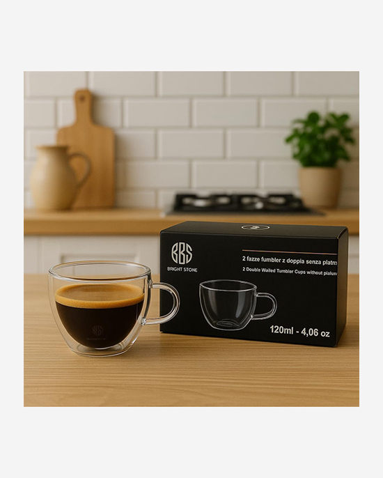 23713, DC098 - Double Wall Cup with saucer, Capacity: 200ml, 2 pcs/set