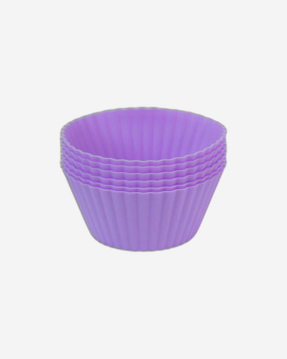 Fissman 6-Piece Cupcake Molder Silicone Cupcake Muffin Baking Cups Reusable Non-Stick Cake Molds Sets Mould Bakeware Maker Mold Tray Baking Cup Liner Molds (Purple)