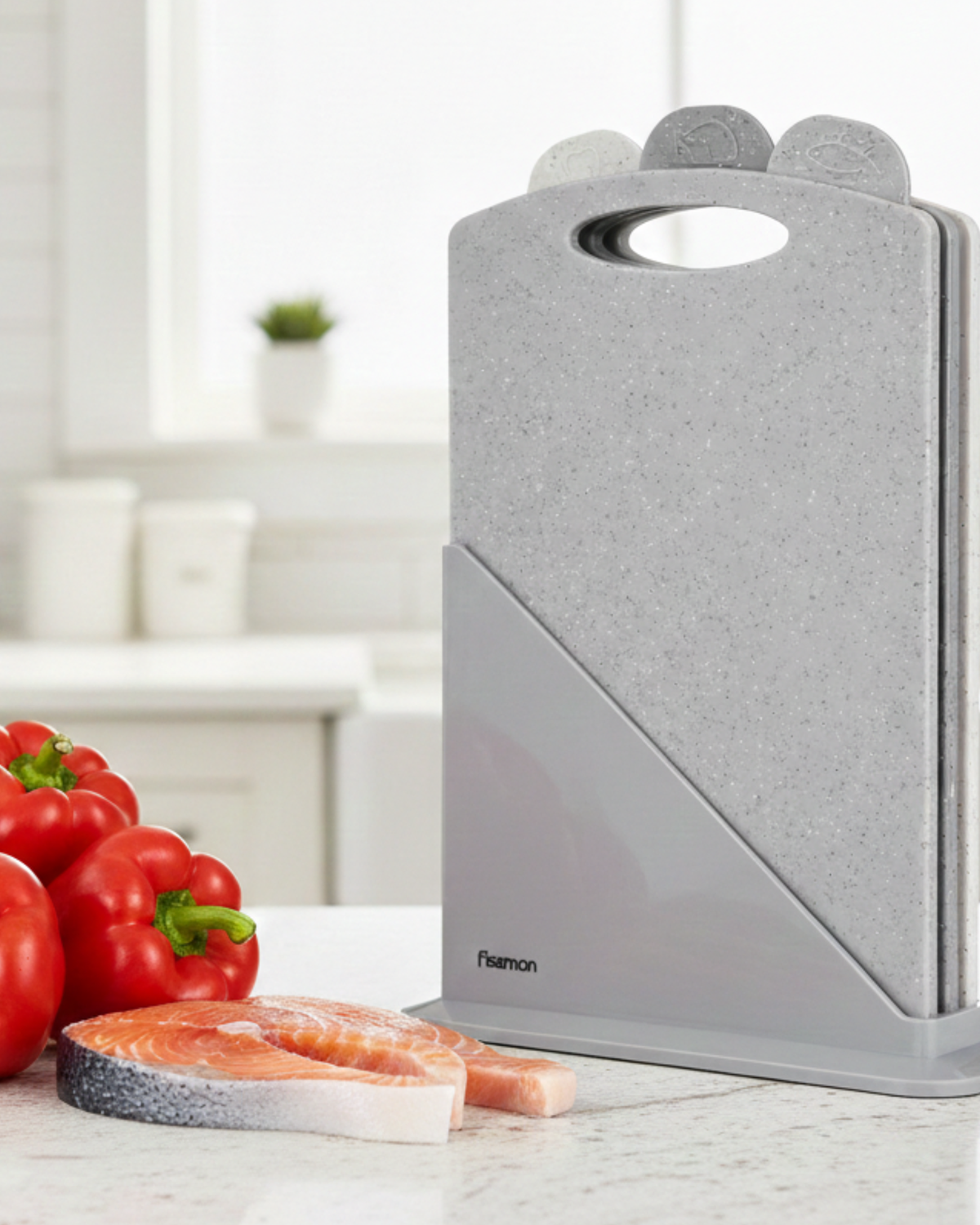 Fissman Chopping Board Set 3Pc Index Grey 31cm