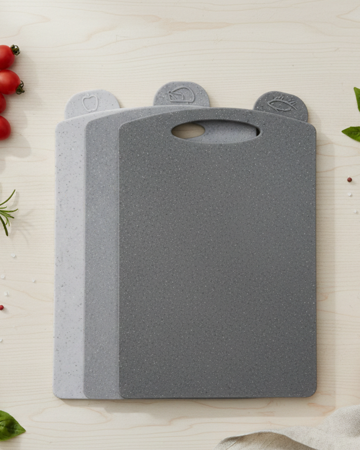 Fissman Chopping Board Set 3Pc Index Grey 31cm