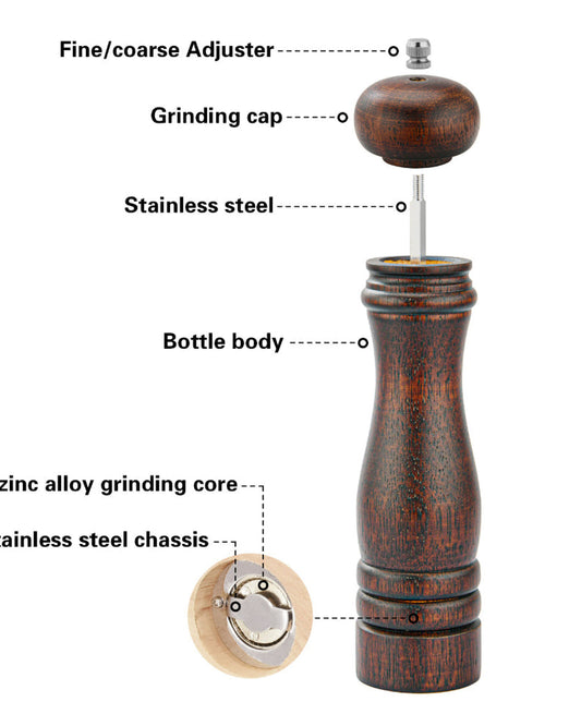 Fissman Pepper Mill Wooden Body With Zinc Alloy Grinder Dark Brown 25x6cm