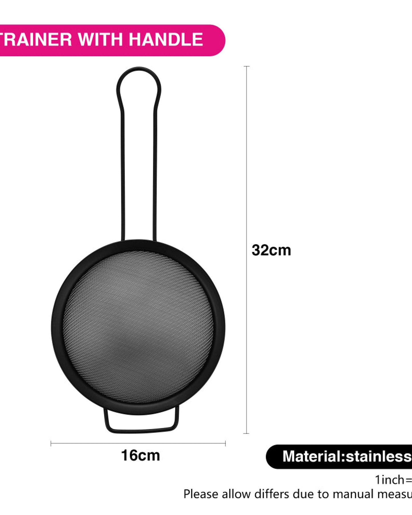 Fissman Fine Mesh Strainer 16cm with Handle