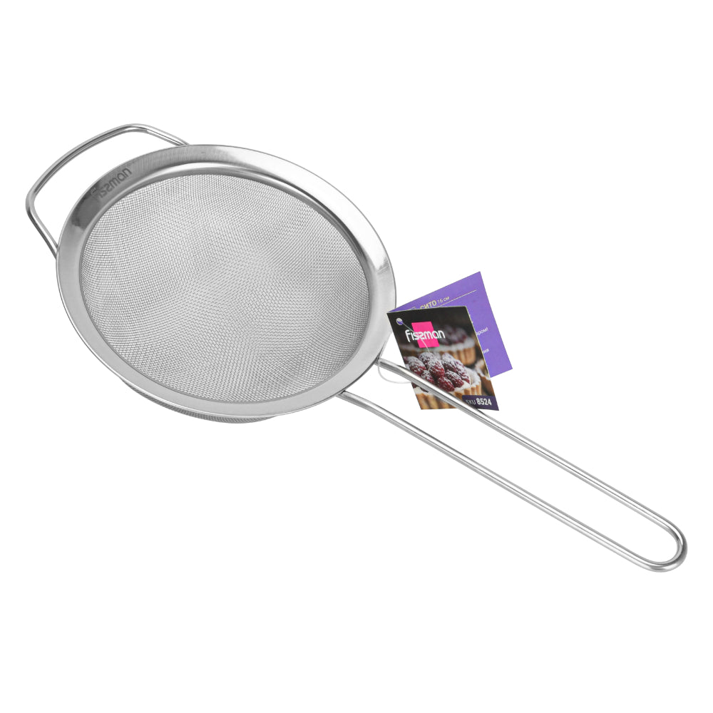 Fissman Steel Strainer With Handle Silver 16cm