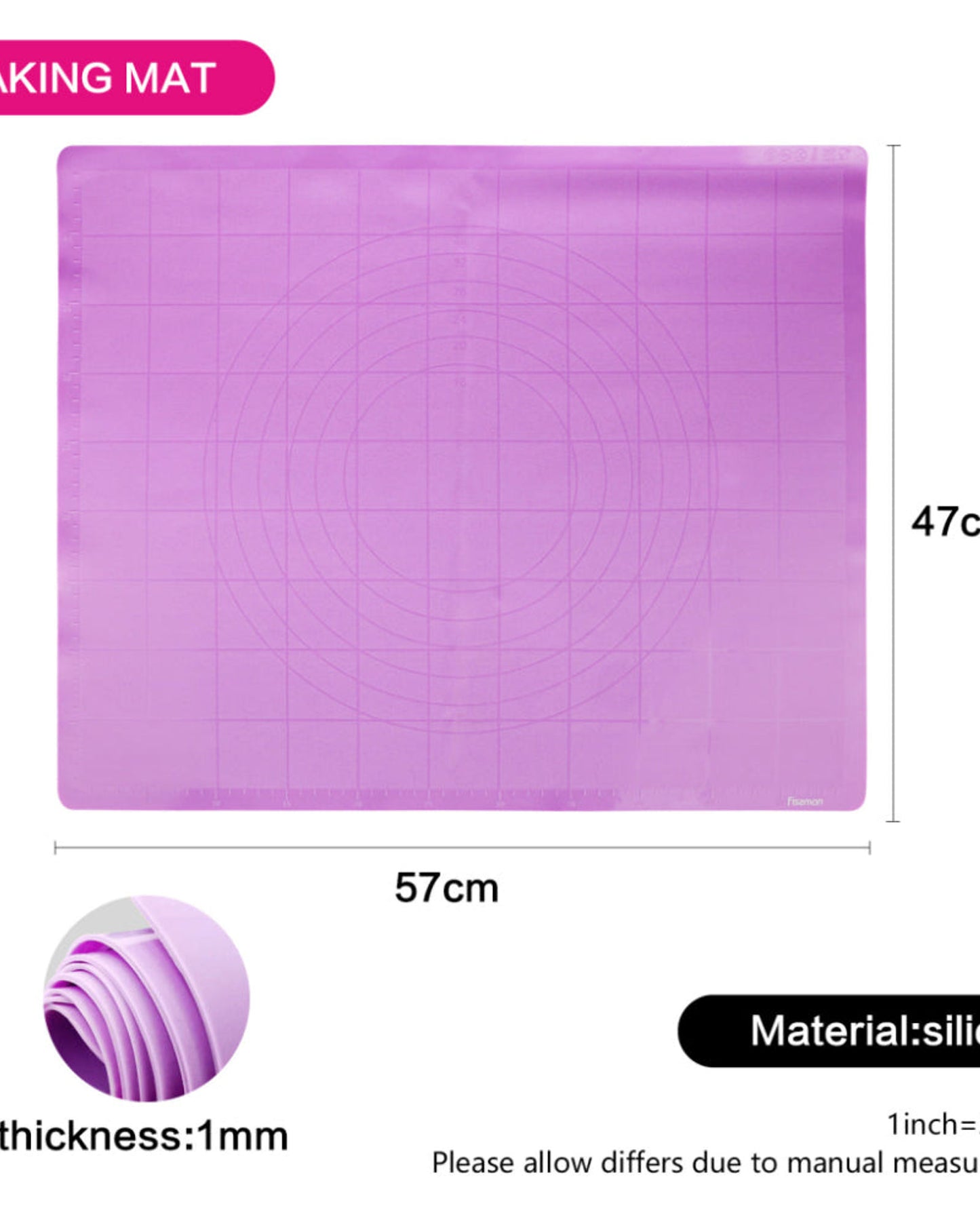 Fissman Baking Mat Purple 57x47cm