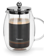 Fissman 1-Liter French Press Coffee Maker, Double Wall Borosilicate Glass BPA Free