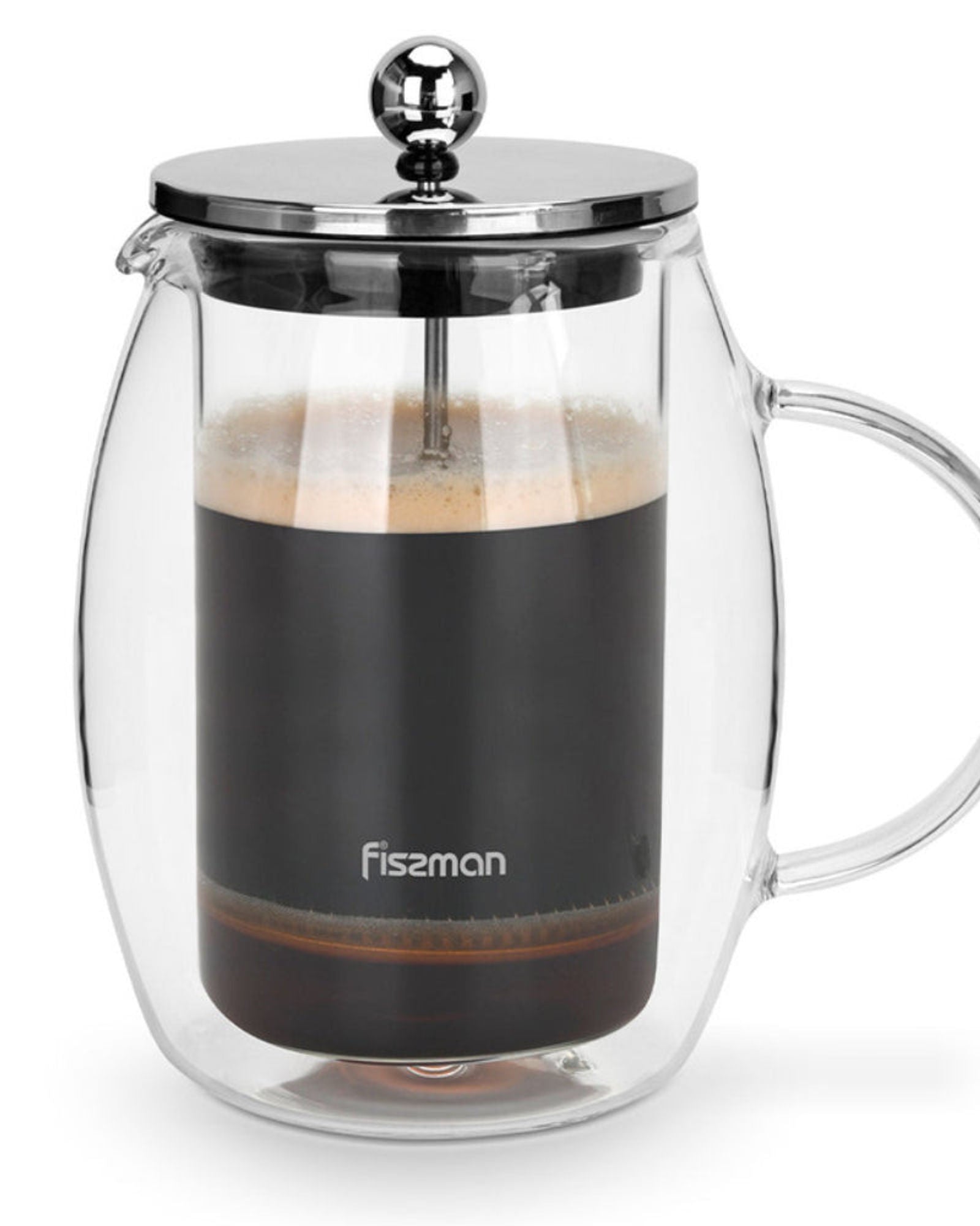 Fissman 1-Liter French Press Coffee Maker, Double Wall Borosilicate Glass BPA Free