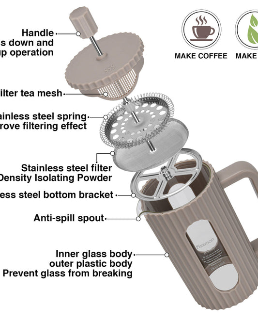 Fissman French Press Coffee Maker 350ml (Borosilicate Glass)