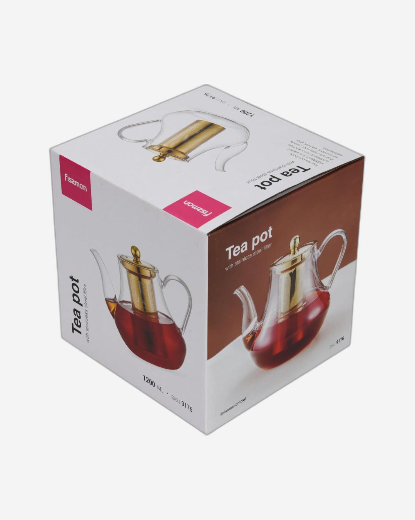 Fissman Tea Pot 1200ml with Stainless Steel Filter Borosilicate Glass
