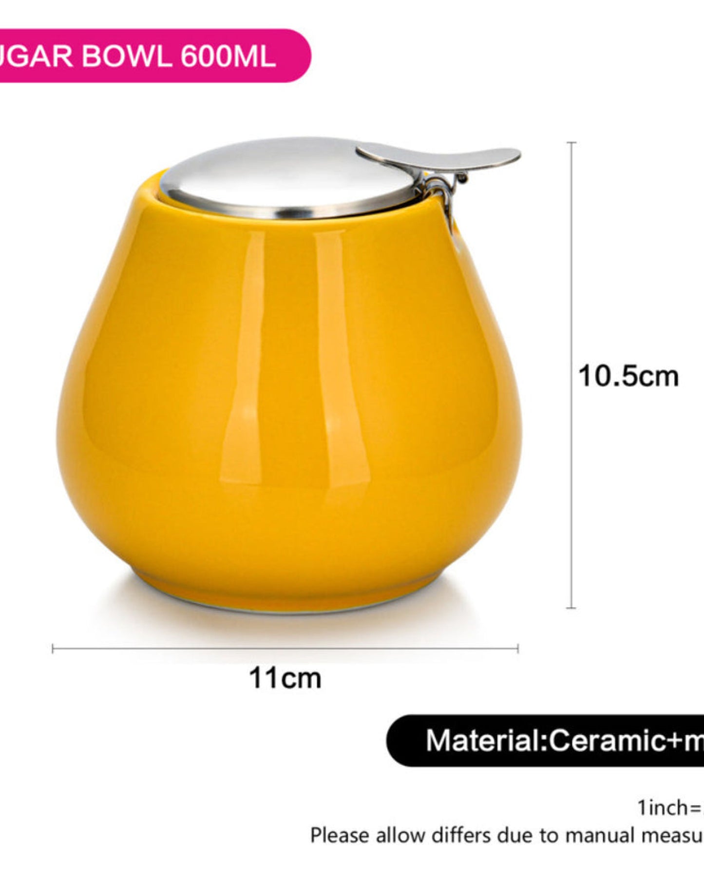 Fissman Sugar Bowl Ceramic Yellow