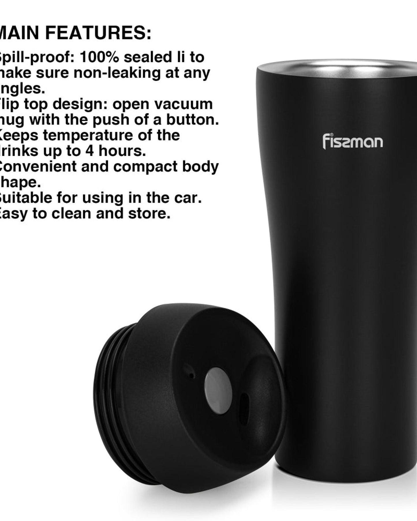 Fissman Travel Mug Black 420ml