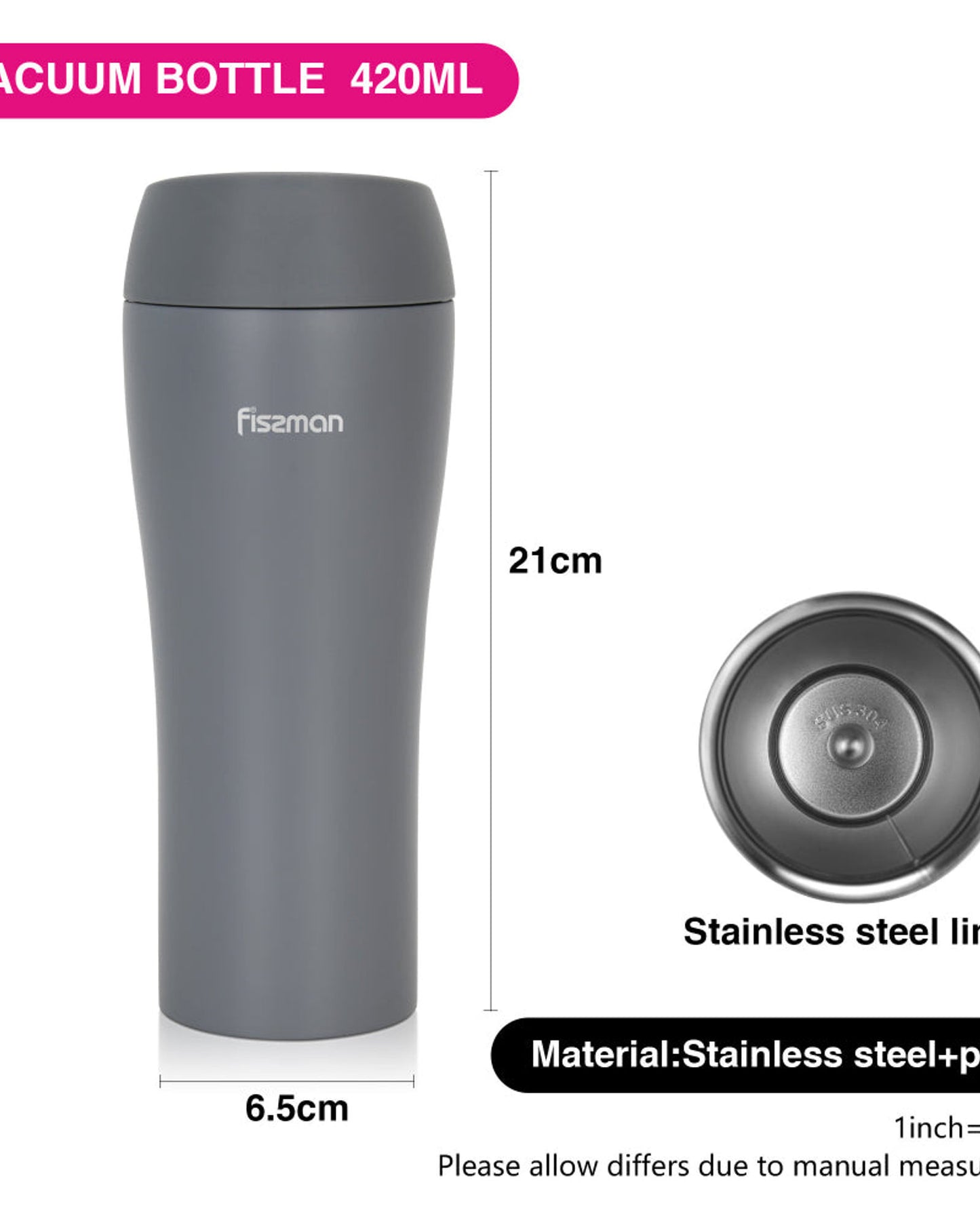 Fissman Travel Mug Grey 420ml