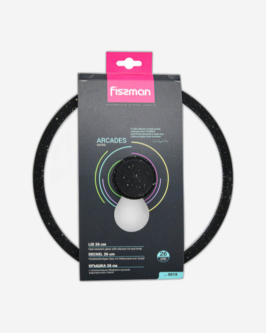 Fissman Lid Arcades With Marble Silicone Rim Black 26cm