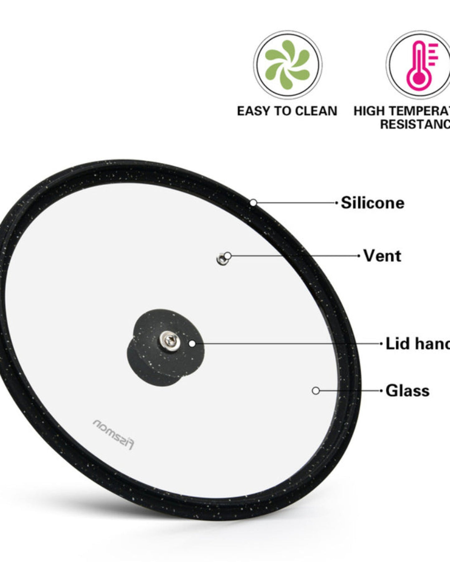 Fissman Lid Arcades With Marble Silicone Rim Black 26cm