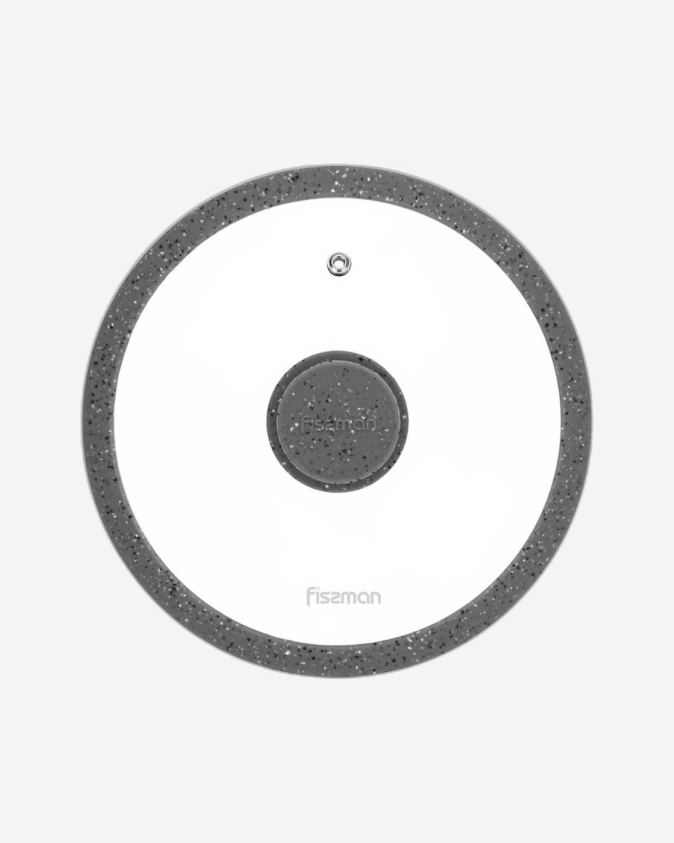 Fissman Glass Lid 20cm Arcades With Marbling Silicone Rim Grey