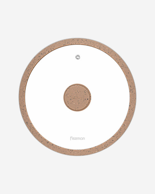 Fissman Glass Lid  24cm Arcades With Marbling Silicone Rim Brown