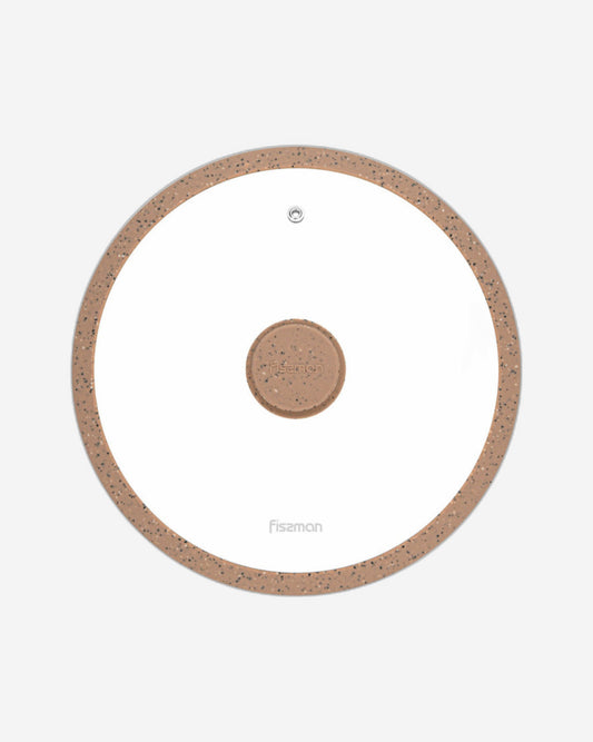 Fissman Glass Lid 26cm Arcades With Silicone Rim Brown