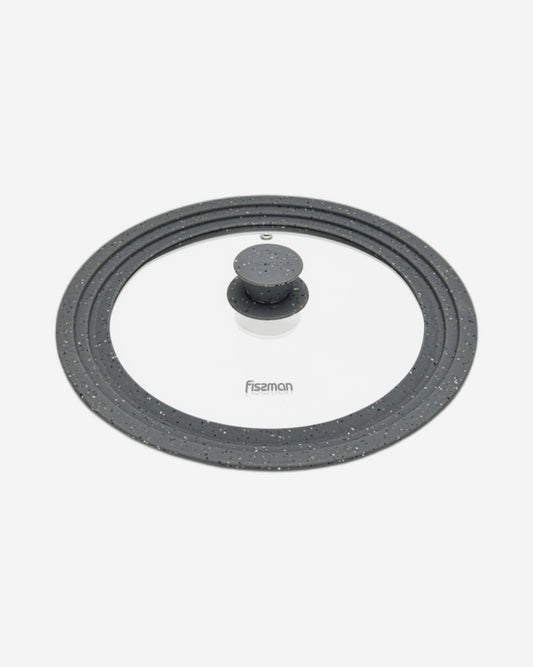 Fissman Multi-Size Lid With Marble Silicone Rim 24/26/28cm Clear/Grey
