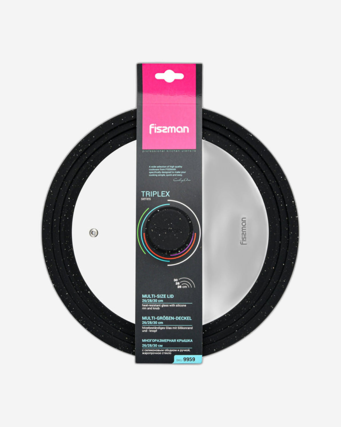Fissman Multi-Size Lid Clear/Black 26/28/30cm