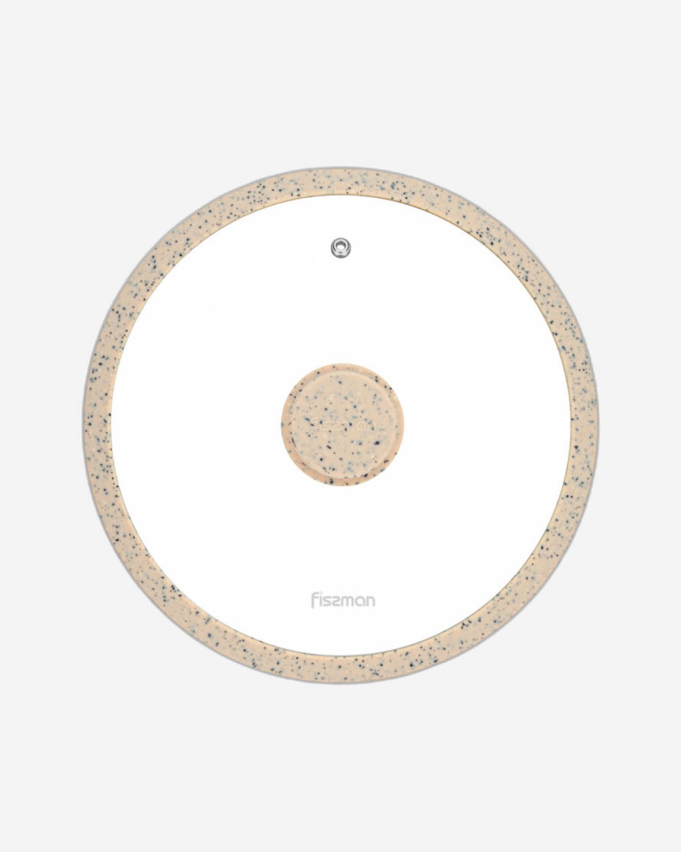 Fissman Glass Lid 24cm Arcades With Marble Silicone Rim Cream