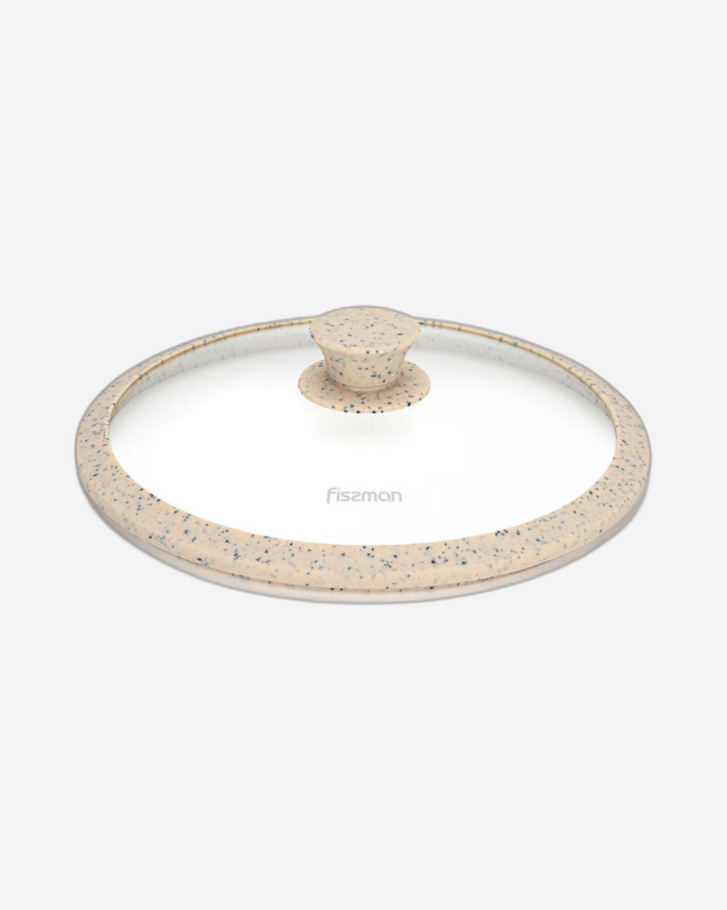Fissman Glass Lid 24cm Arcades With Marble Silicone Rim Cream