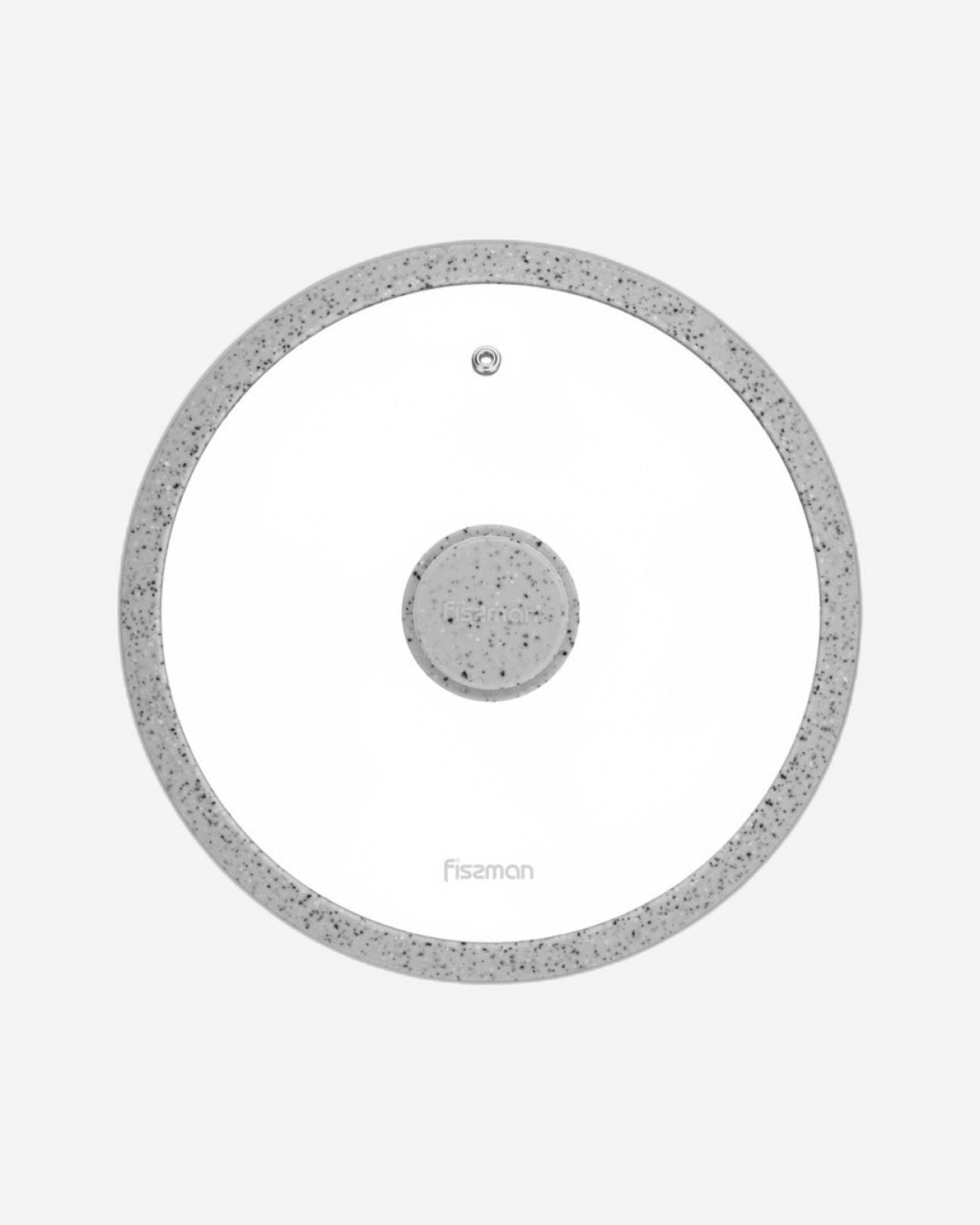 Fissman Glass Lid 24cm Arcades With Marble Silicone Rim Grey