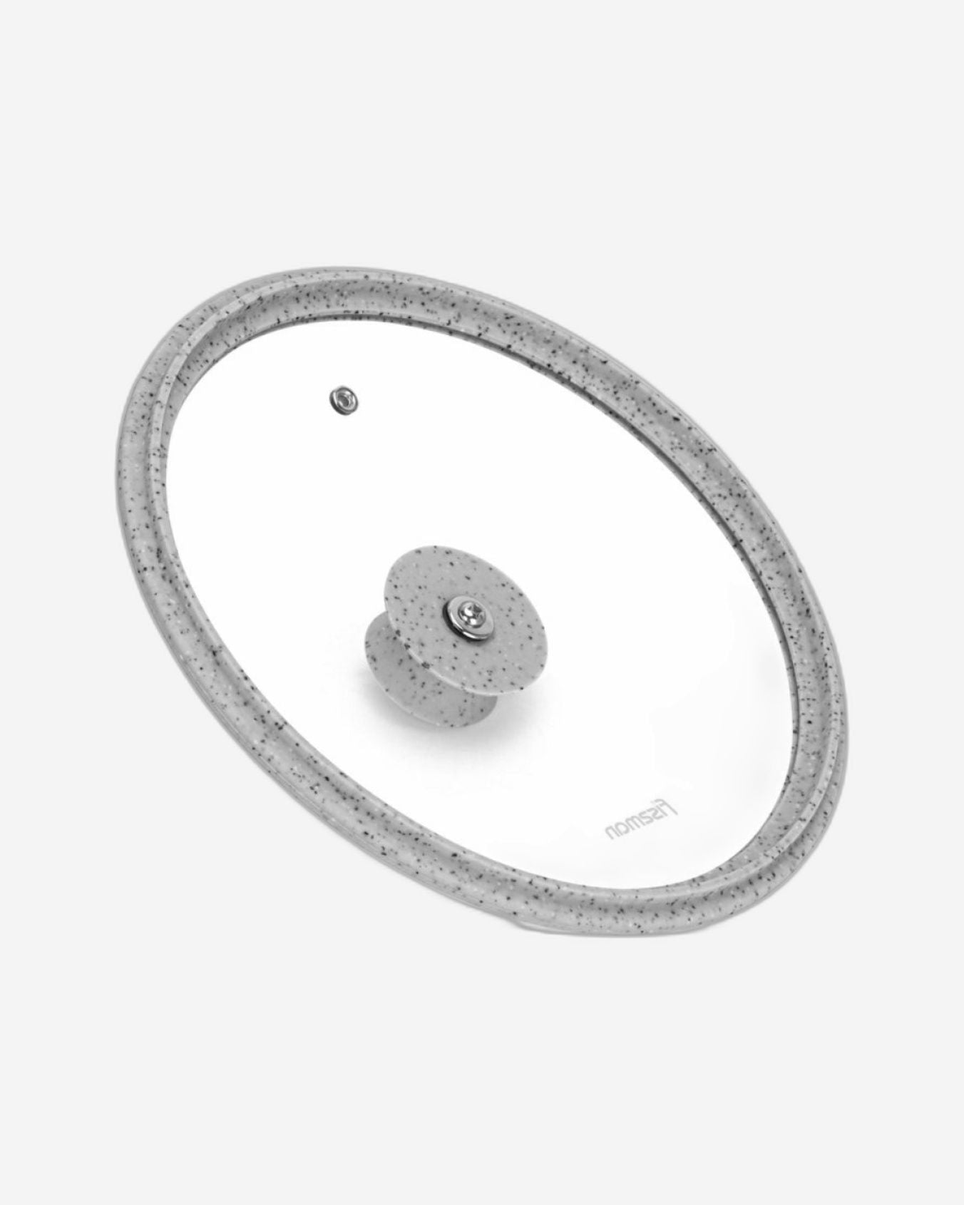 Fissman Glass Lid 24cm Arcades With Marble Silicone Rim Grey