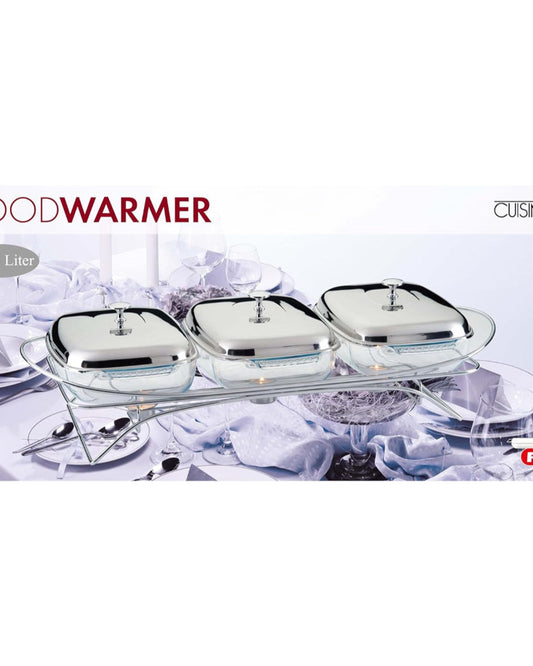 Cuisine Art Steel Warmer - 3 x 1.5-Liter Capacity - Triple Compact Food Warming Convenience