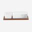 Shallow Acacia Wood Porcelain 2 Pieces Serving Set, 29cm, White & Brown