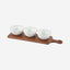 Shallow Acacia Wood Porcelain 3 Pieces Serving Set, 40cm, White & Brown