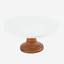 Shallow Acacia Wood Porcelain 4 Pieces Serving Set with Basket, White & Brown
