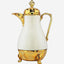 Nessan Arabic Dallah Flask, 1 Litre Capacity, Matte Cream White/Golden Serving Tray Set