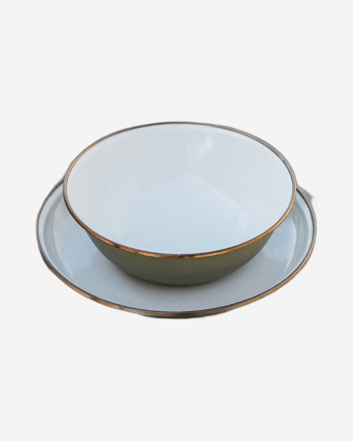 BareBones - Enamel 2-Tone Deep Plate Set - Olive Drab