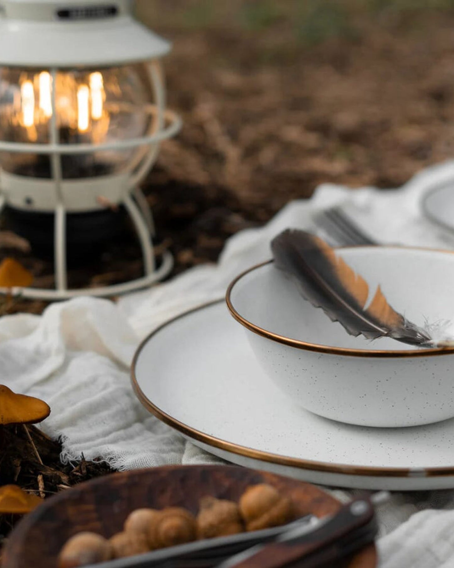 BareBones - Enamel Plate Eggshell - set of 2