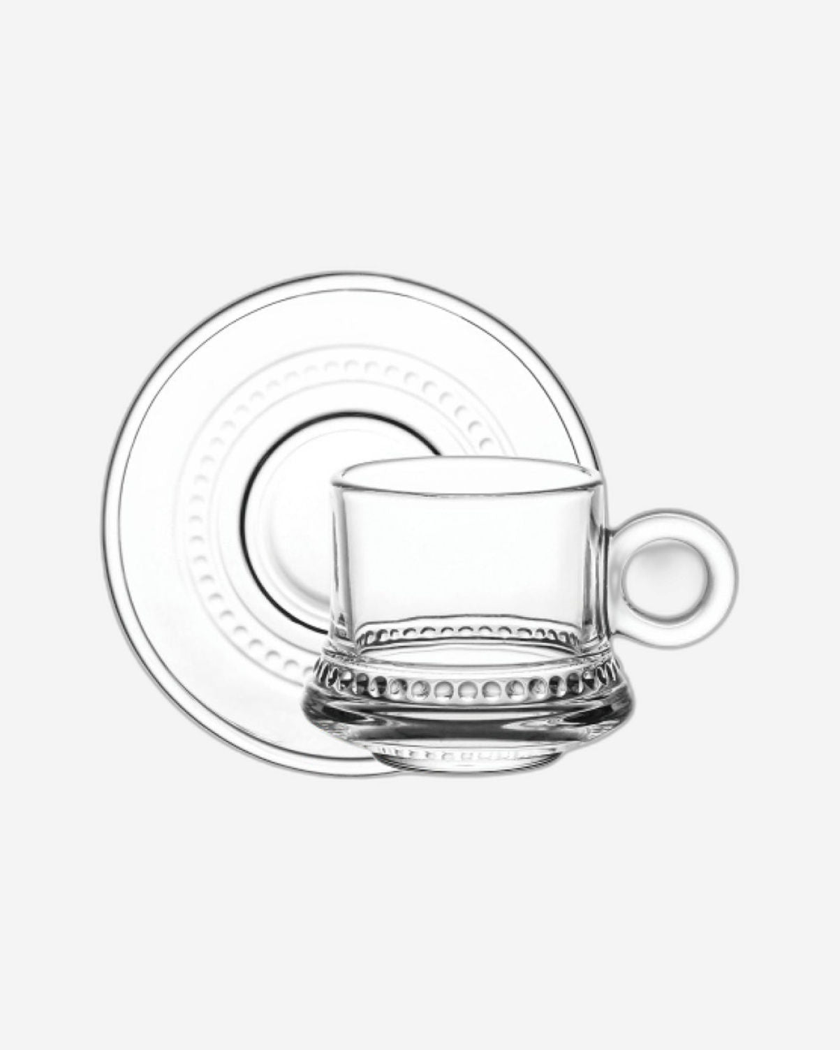 Doyalex Glass Coffee Cup & Saucer Set - 80ml, 12-Pieces, Transparent (CS-038A)