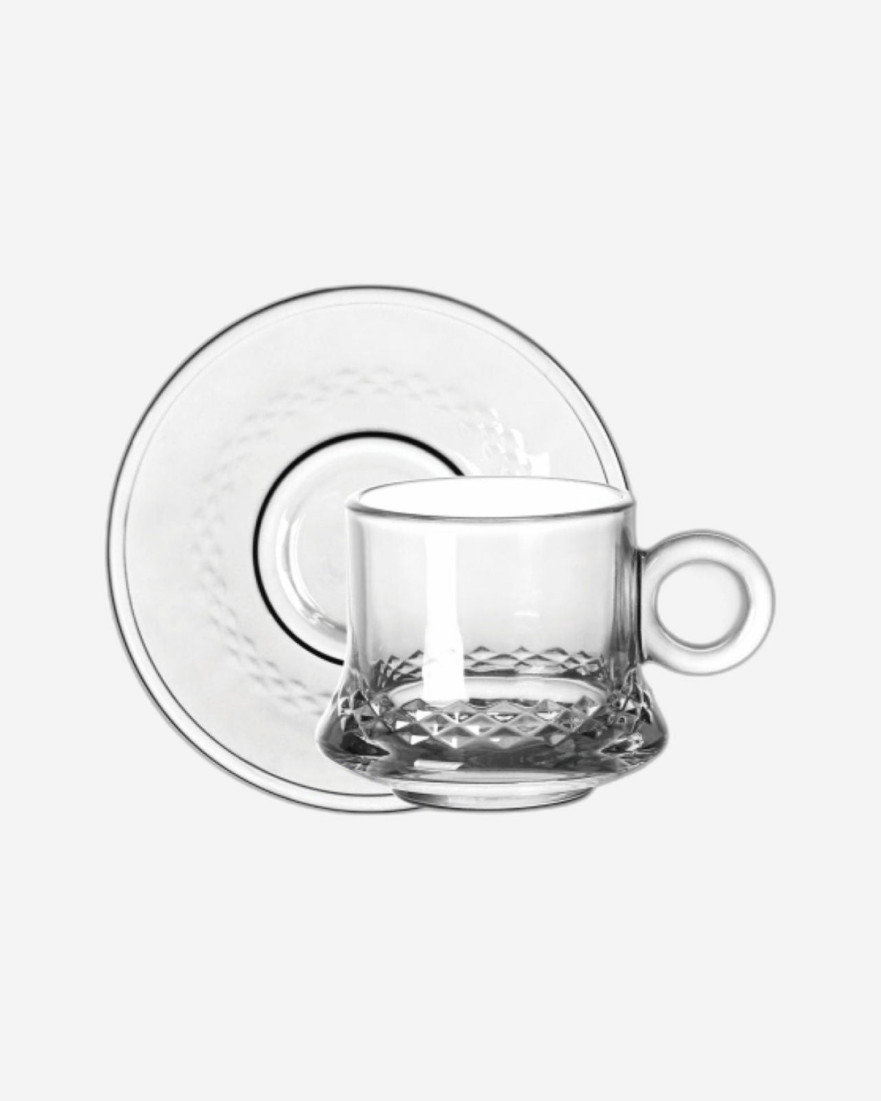 Doyalex Glass Coffee Cup & Saucer Set - 80ml, 12-Pieces, Transparent (CS-038B)