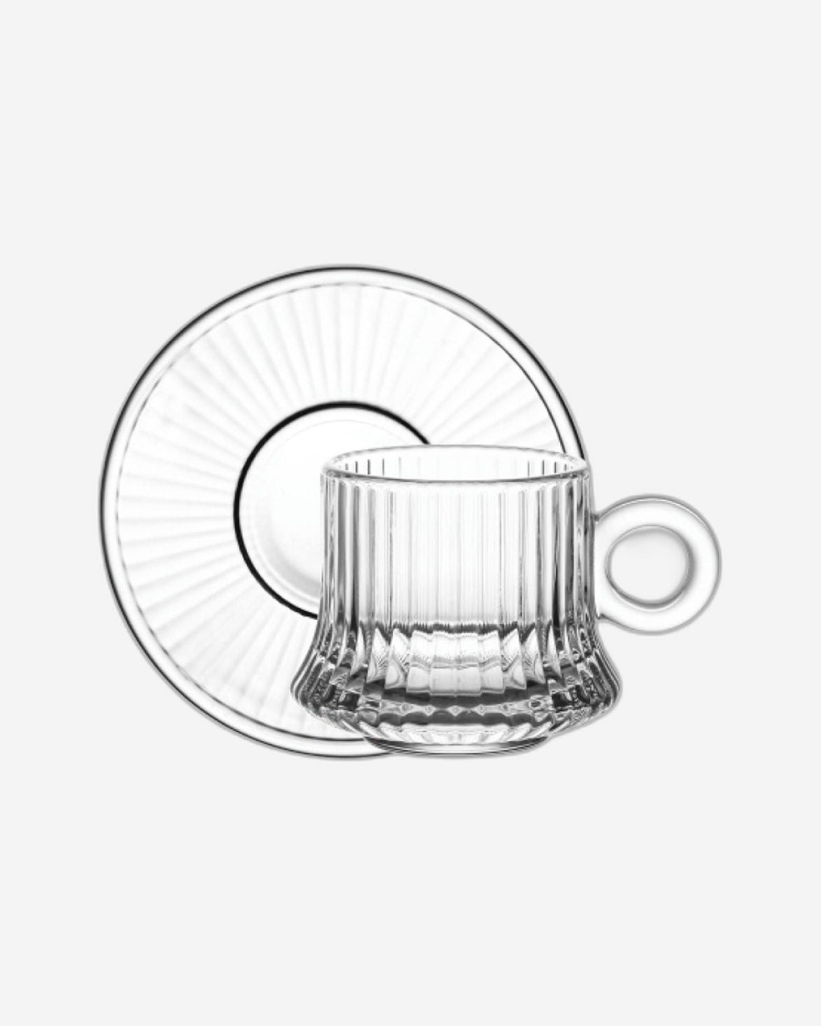 Doyalex Glass Coffee Cup & Saucer Set - 80ml, 12-Pieces, Transparent (CS-038C)