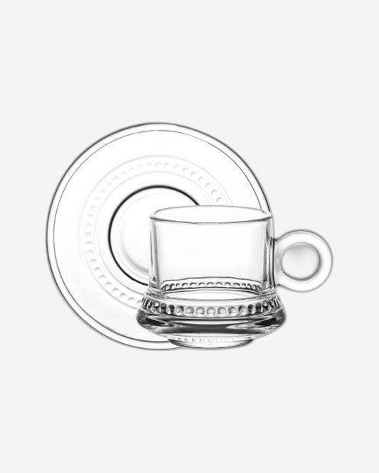 Doyalex Glass Tea Cup & Saucer Set - 190ml, 12-Pieces, Transparent (CS-058A)