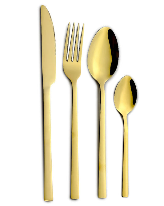 Cuisine Art Ezra 16 Piece Stainless Steel Cutlery Set, Shiny Gold