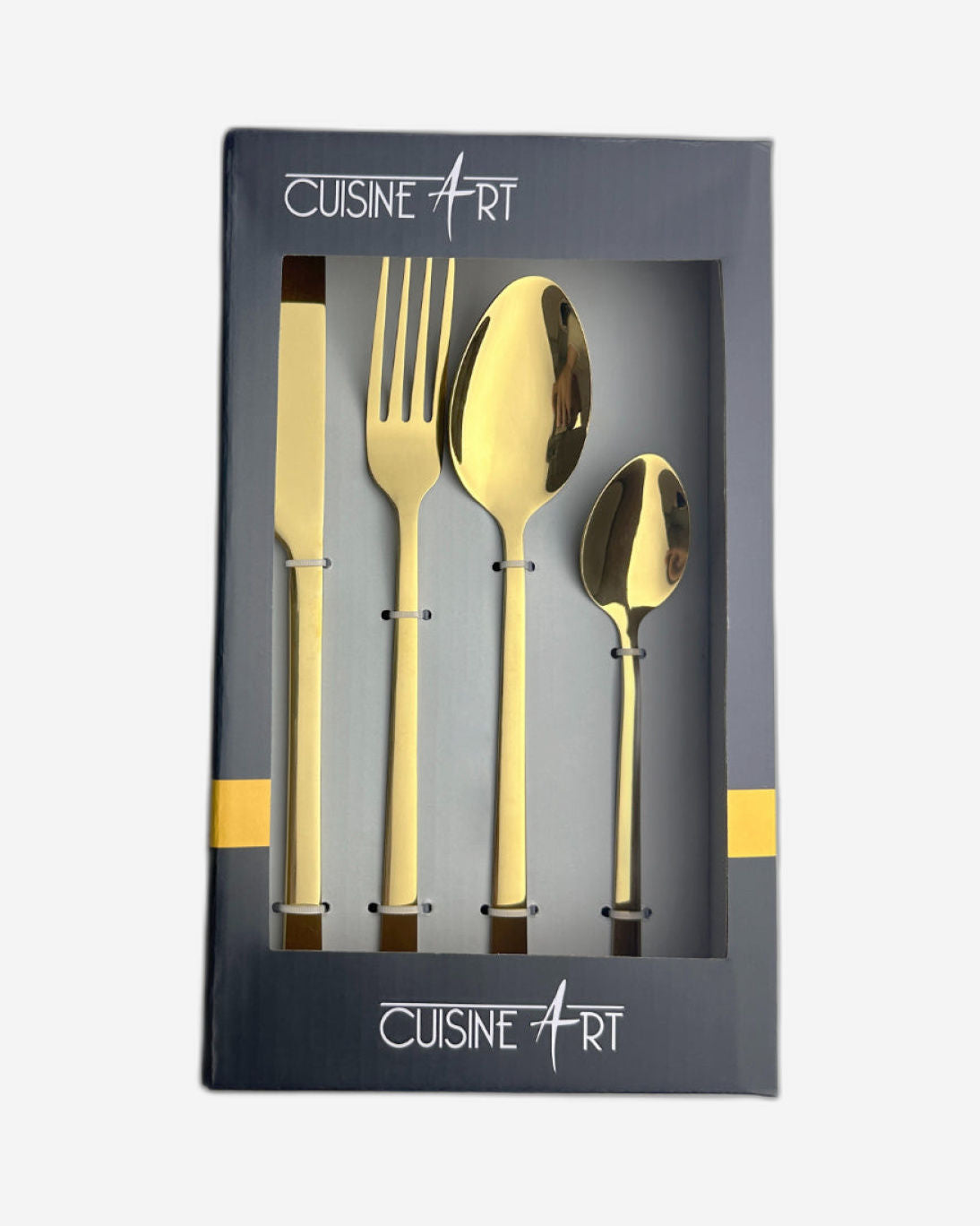 Cuisine Art Ezra 16 Piece Stainless Steel Cutlery Set, Shiny Gold